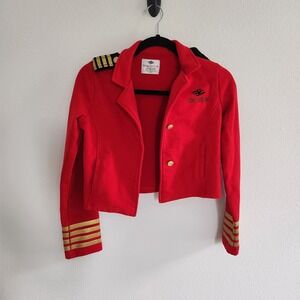 Disney Cruise Line Kids Red Captain Jacket Gold Stripes Embellished Size XL